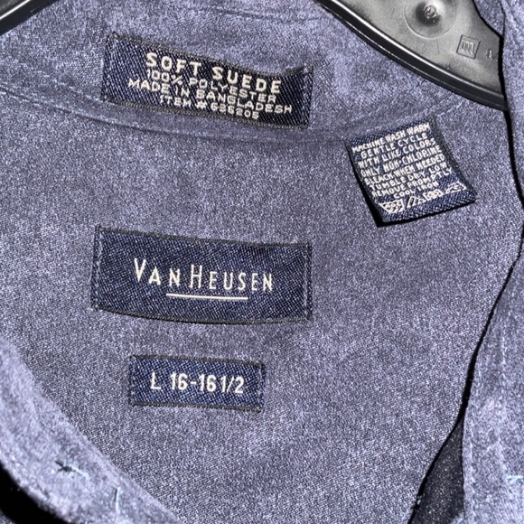 Van Heusen Man’s Dress Shirts soft suede Navy and Gray Size L - Picture 10 of 12